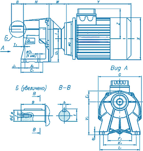 Одноступенчатые цилиндрические мотор-редукторы Motovario габаритов HA41, HA51, HA61